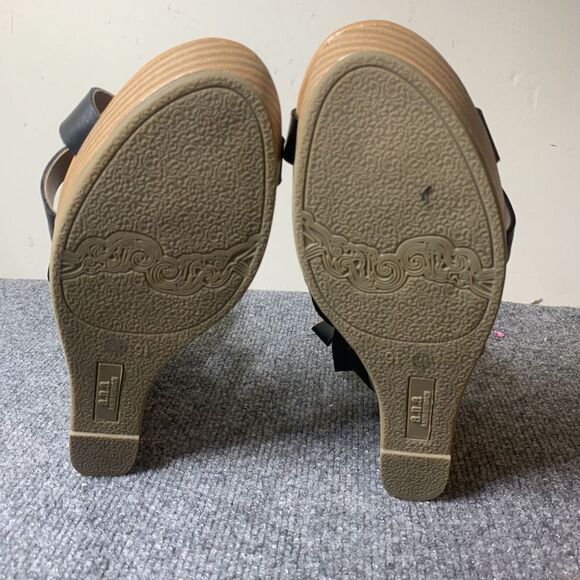 Anna Women’s Sandals Size 9.5 M Style 057–6059 Black Wedge - Picture 8 of 10